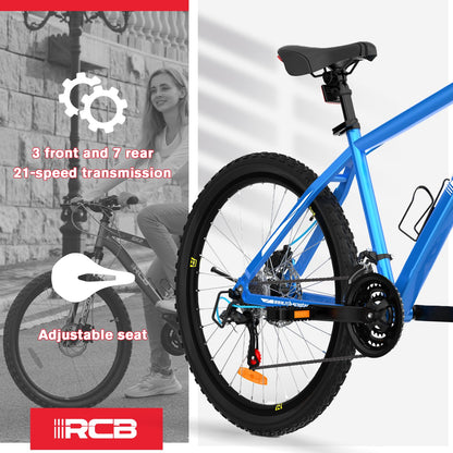 RCB GK2 VTT 26 Pouces, Vélo de Montagne 21 Vitesses avec Cadre en Aluminium et Freins à Disque