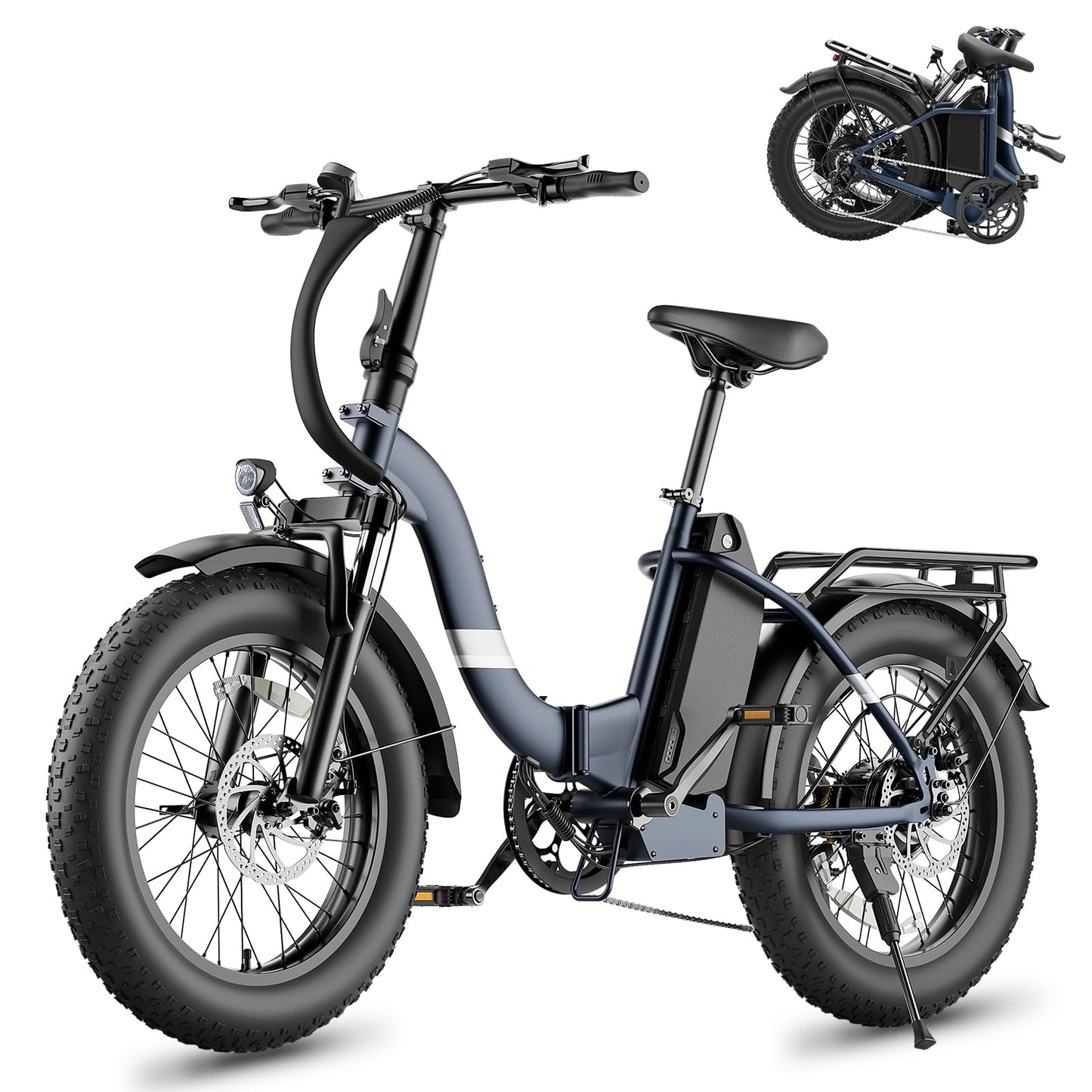 Touroll S2/ S2 Pro Vélo Électrique Pliable Tout-Terrain, 20"×4.0" Fat Tire, 150KM Autonomie, Batterie 720Wh Amovible, Moteur 250W Vélo Électrique Gros Pneu 7 Vitesses, E-Bike Urbain pour Adulte