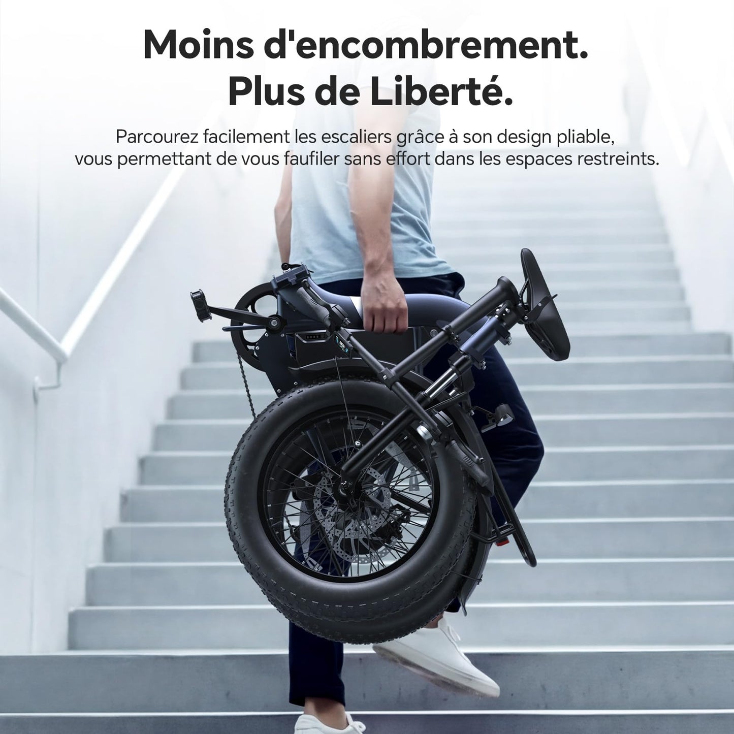 Touroll S2/ S2 Pro Vélo Électrique Pliable Tout-Terrain, 20"×4.0" Fat Tire, 150KM Autonomie, Batterie 720Wh Amovible, Moteur 250W Vélo Électrique Gros Pneu 7 Vitesses, E-Bike Urbain pour Adulte