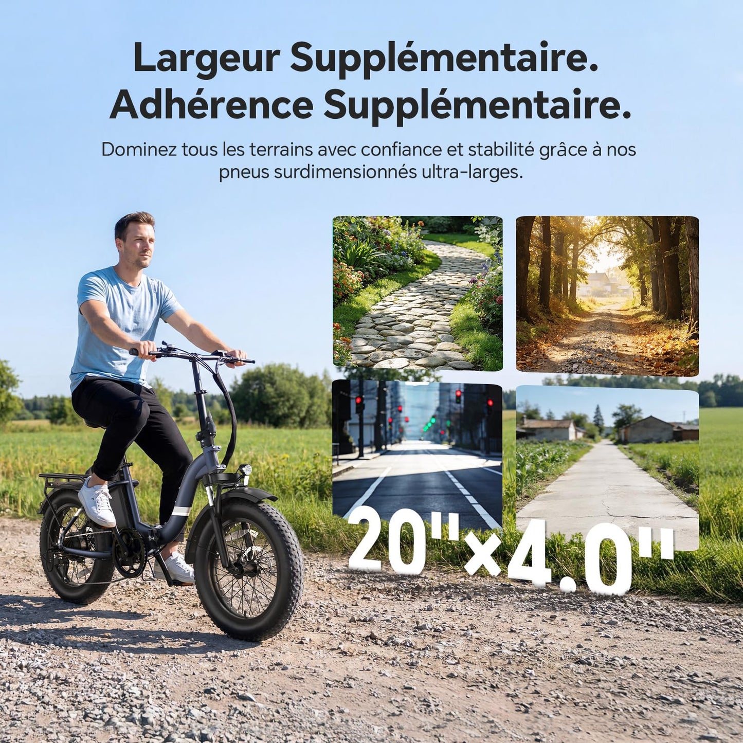 Touroll S2/ S2 Pro Vélo Électrique Pliable Tout-Terrain, 20"×4.0" Fat Tire, 150KM Autonomie, Batterie 720Wh Amovible, Moteur 250W Vélo Électrique Gros Pneu 7 Vitesses, E-Bike Urbain pour Adulte