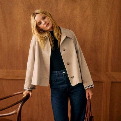 2026 European and American Cross-Border Amazon Women's Casual Simple Jacket Long-Sleeve Single-Breasted Autumn and Winter Coat