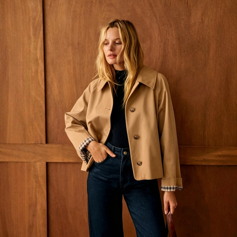 2026 European and American Cross-Border Amazon Women's Casual Simple Jacket Long-Sleeve Single-Breasted Autumn and Winter Coat