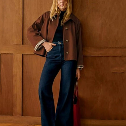 2026 European and American Cross-Border Amazon Women's Casual Simple Jacket Long-Sleeve Single-Breasted Autumn and Winter Coat