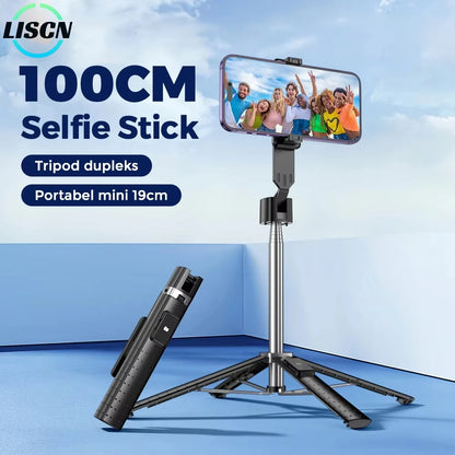 LISCN 100CM Selfie Stick Tripod Multifunction Mobile Phone Holder with Bluetooth Control Holder for Smartphones